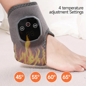 Electric Heat and Vibration Ankle Wrist Massager Hot Compress Therapy Ankle Massage Heated Wrap Support Brace Foot Protector