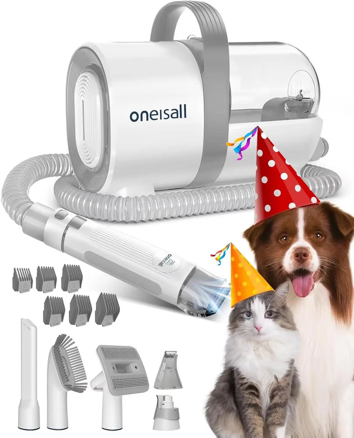 %A Dog Hair Vacuum & Dog Grooming Kit, Pet Grooming Vacuum with Pet Clipper Nail Grinder, 1.5L Dust Cup Dog Brush Vacuum