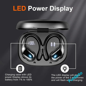 "Bluetooth 5.3 Headphones Waterproof Wireless Earbuds with Noise Cancellation and LED Display"