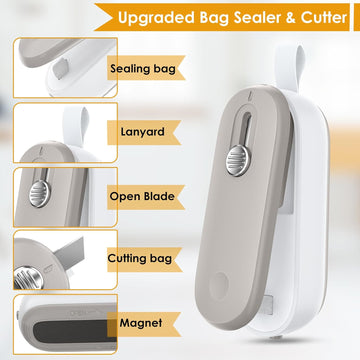 Mini Bag Sealer, 2 in 1 Heat Sealer with Cutter 