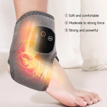 Electric Heat and Vibration Ankle Wrist Massager Hot Compress Therapy Ankle Massage Heated Wrap Support Brace Foot Protector