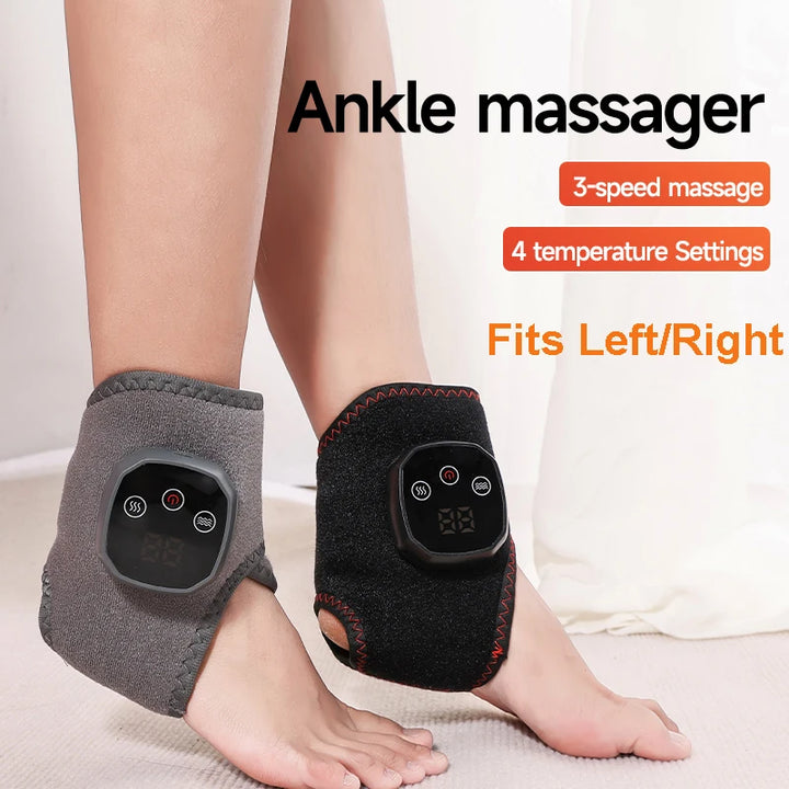 Electric Heat and Vibration Ankle Wrist Massager Hot Compress Therapy Ankle Massage Heated Wrap Support Brace Foot Protector