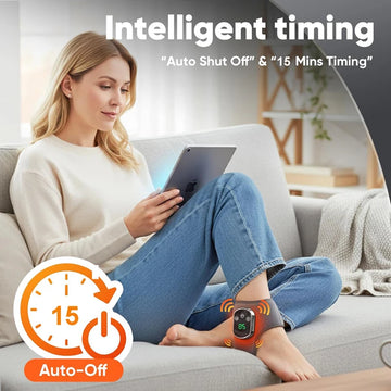 Electric Heat and Vibration Ankle Wrist Massager Hot Compress Therapy Ankle Massage Heated Wrap Support Brace Foot Protector