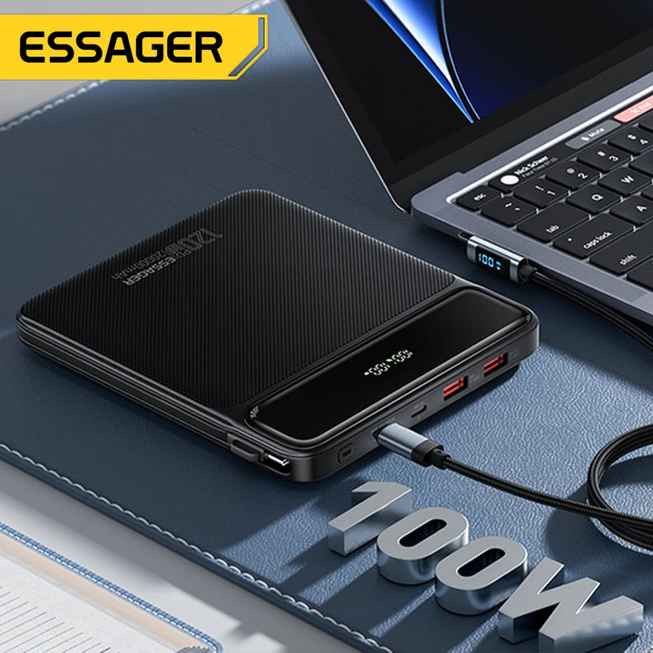 100W Power Bank 20000Mah Capacity PD Fast Charging Battery Charger Powerbank for Laptops Macbook Iphone Samsung Xiaomi