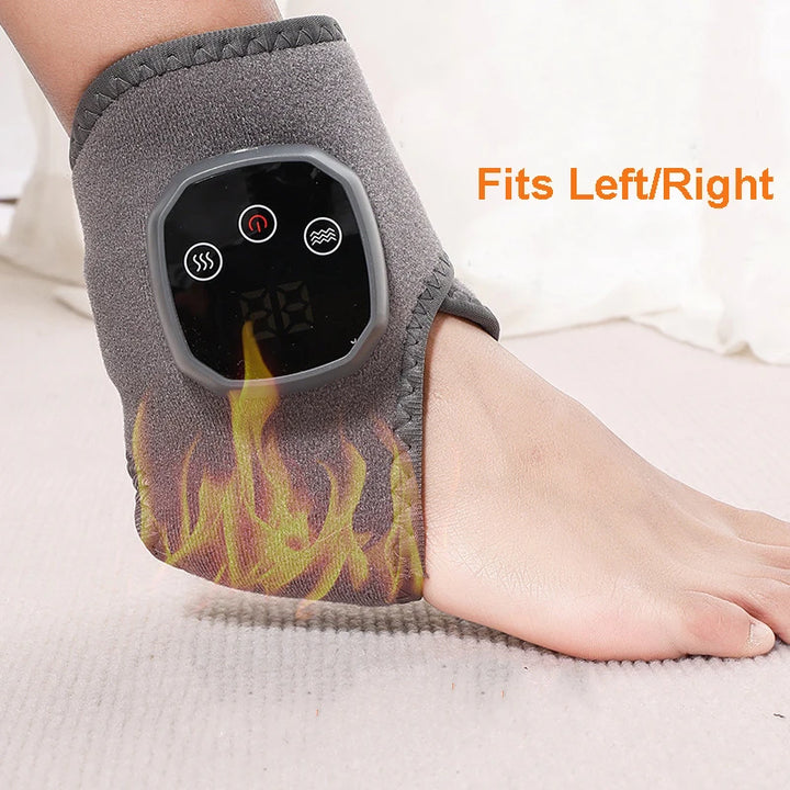 Electric Heat and Vibration Ankle Wrist Massager Hot Compress Therapy Ankle Massage Heated Wrap Support Brace Foot Protector