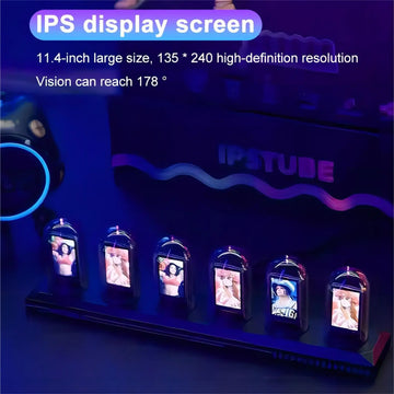 RGB Nixie Tube Clock LED Glows IPS Color Screen DIY Analog Digital Tube Night Lights Gaming Desktop Home Decoration Gift Idea