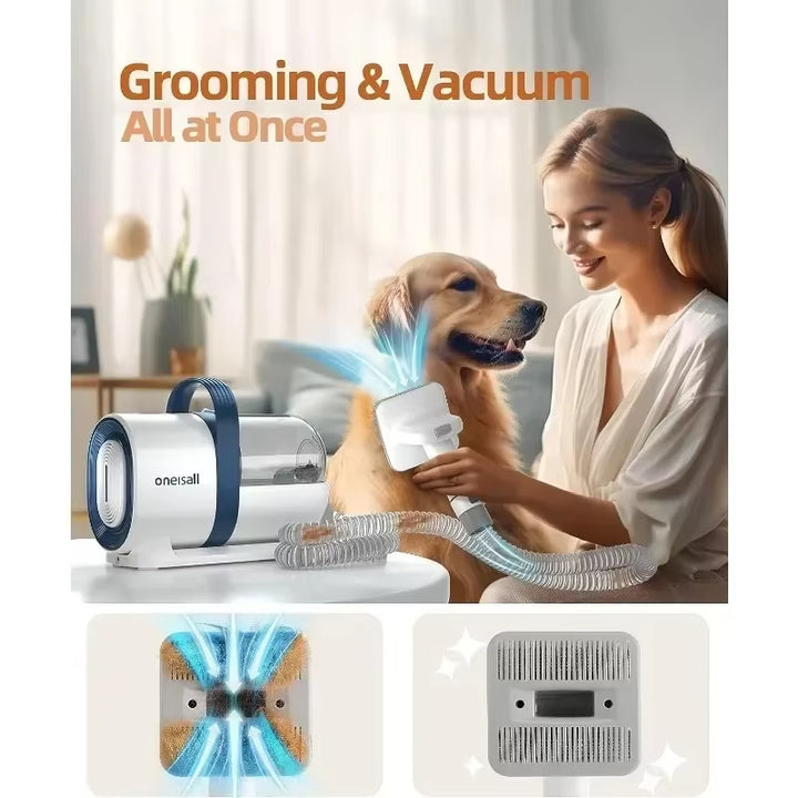 %A Dog Hair Vacuum & Dog Grooming Kit, Pet Grooming Vacuum with Pet Clipper Nail Grinder, 1.5L Dust Cup Dog Brush Vacuum